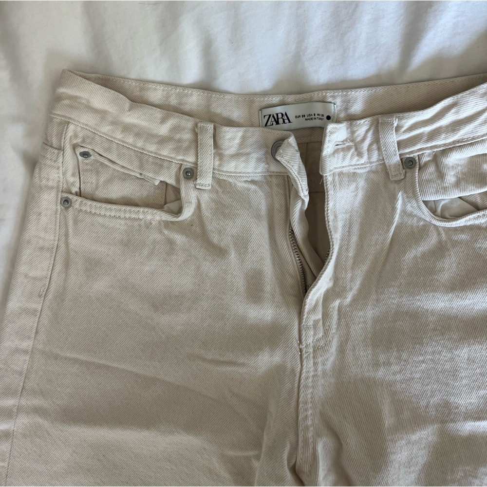 Zara White Wide Leg Denim Jeans